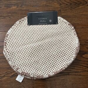 Homewear Placemats Boho 15" Round Set Of 4 New Burnt Orange Ivory
